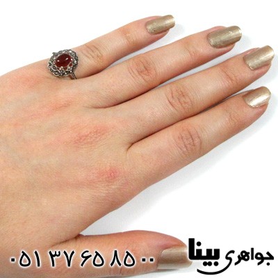 انگشتر عقیق قرمز زنانه طرح گلناز