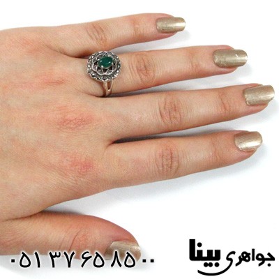 انگشتر عقیق سبز زنانه طرح شگا