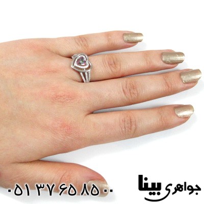 انگشتر توپاز هفت رنگ زنانه طرح قلب
