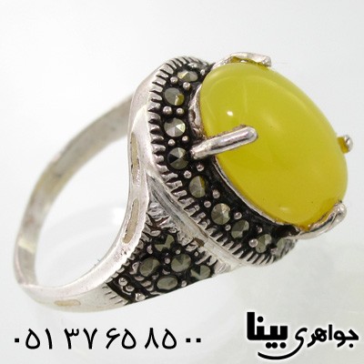 انگشتر عقیق شرف الشمس زنانه درشت بیضی
