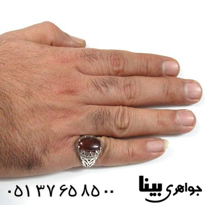 انگشتر عقیق یمنی مردانه طرح کلاسیک درشت