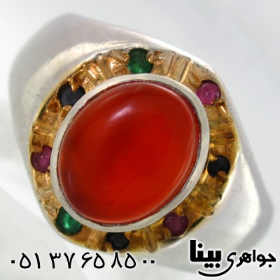 انگشتر عقیق یمنی مردانه دور نگین