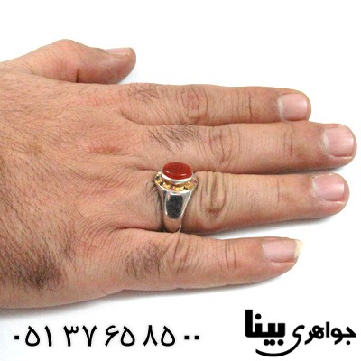 انگشتر عقیق یمنی مردانه دور نگین