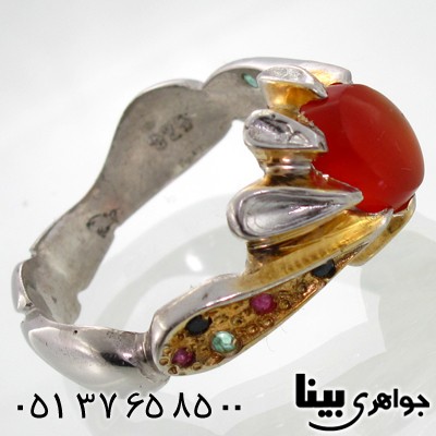 انگشتر عقیق یمنی مردانه رکاب نگین دار