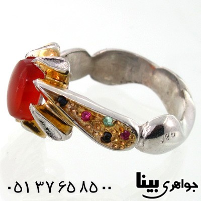 انگشتر عقیق یمنی مردانه رکاب نگین دار