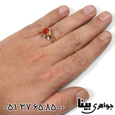 انگشتر عقیق یمنی مردانه رکاب نگین دار