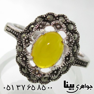 انگشتر عقیق شرف الشمس زنانه طرح سمین