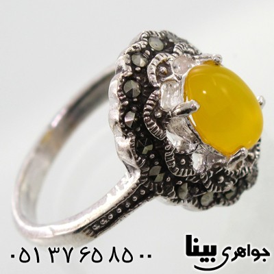 انگشتر عقیق شرف الشمس زنانه طرح سمین
