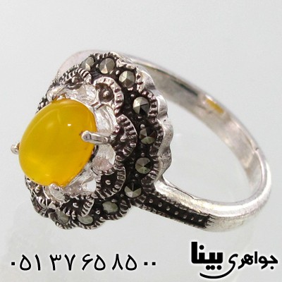 انگشتر عقیق شرف الشمس زنانه طرح سمین