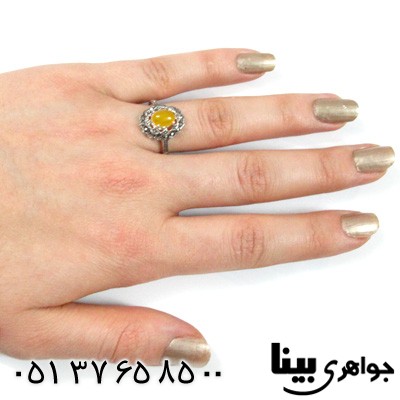 انگشتر عقیق شرف الشمس زنانه طرح سمین