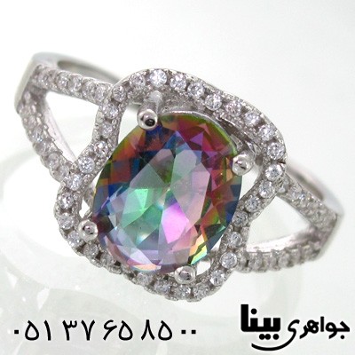 انگشتر توپاز هفت رنگ زنانه طرح درسا