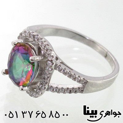 انگشتر توپاز هفت رنگ زنانه طرح درسا