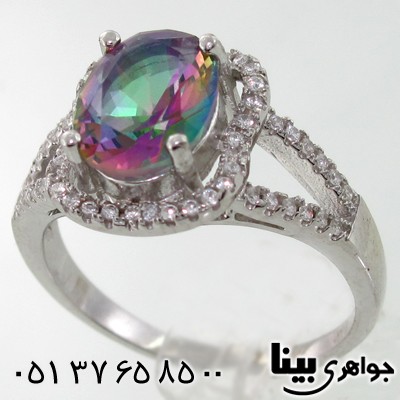 انگشتر توپاز هفت رنگ زنانه طرح درسا