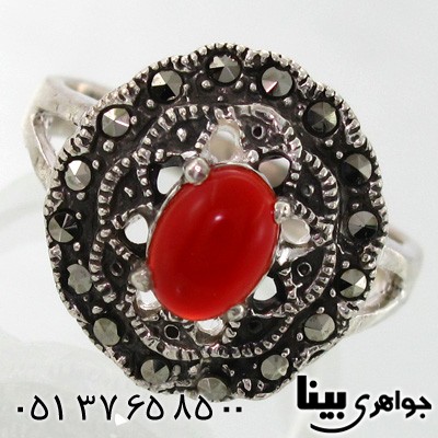 انگشتر عقیق قرمز زنانه طرح ندا
