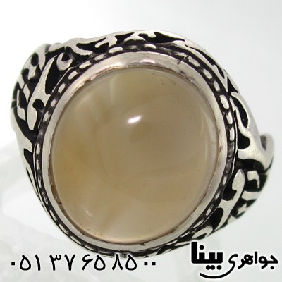 انگشتر عقیق یمنی مردانه یا علی مدد طرح اره کاری شده