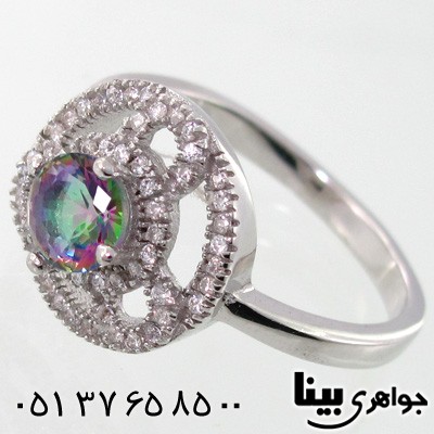 انگشتر توپاز هفت رنگ طرح بنسا زنانه