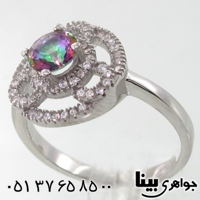 انگشتر توپاز هفت رنگ طرح بنسا زنانه
