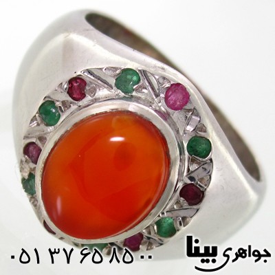 انگشتر عقیق یمنی مردانه دور نگین کلاسیک