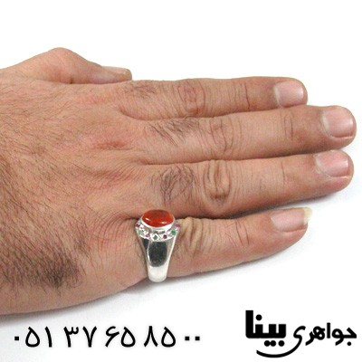 انگشتر عقیق یمنی مردانه دور نگین کلاسیک
