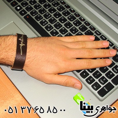 دستبند نقره مردانه چرم طرح حسین