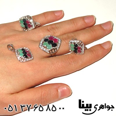 سرویس چند جواهر زنانه زمرد و یاقوت طرح بهسا