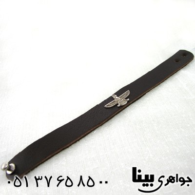 دستبند نقره  چرم طرح فروهر