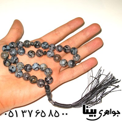 تسبیح عقیق شجری عالی طرح کلمات 33 دانه ای درشت