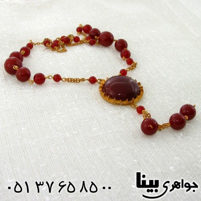 سینه ریز عقیق قرمز طرح زیر خاکی درشت طاووسی