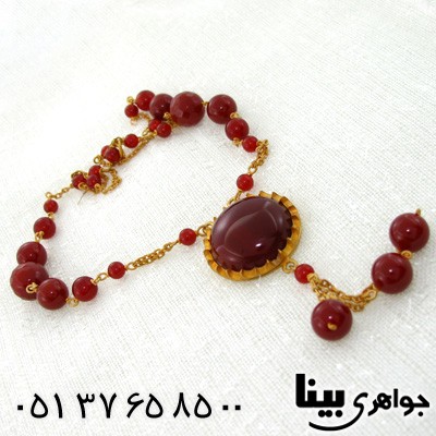 سینه ریز عقیق قرمز طرح زیر خاکی درشت طاووسی