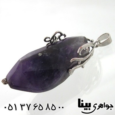 گردنبند آمتیست راف تراش چند بعدی مخصوص سنگ درمانی
