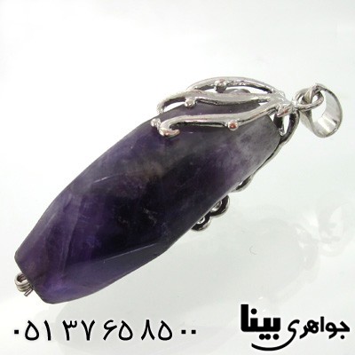 گردنبند آمتیست راف تراش چند بعدی مخصوص سنگ درمانی