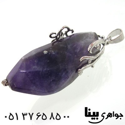 گردنبند آمتیست راف تراش چند بعدی مخصوص سنگ درمانی