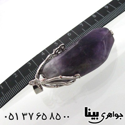 گردنبند آمتیست راف تراش چند بعدی مخصوص سنگ درمانی
