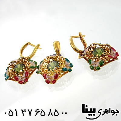 سرویس چند جواهر زنانه زبرجد و توپاز طرح توکیو