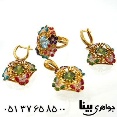 سرویس چند جواهر زنانه زبرجد و توپاز طرح توکیو