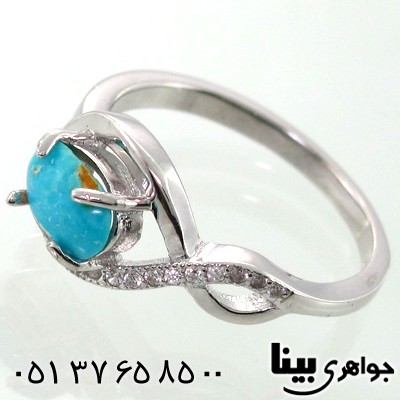 انگشتر فیروزه نیشابوری زنانه طرح پیچ