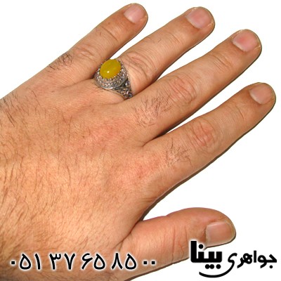 انگشتر عقیق شرف الشمس مردانه طرح گلستان