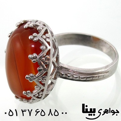 انگشتر عقیق زنانه با هاله کهکشان طرح مشبک شماره سه