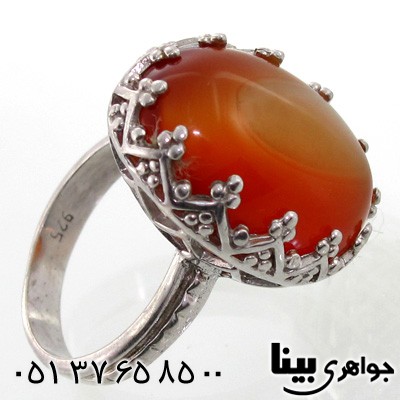 انگشتر عقیق زنانه با هاله کهکشان طرح مشبک شماره سه