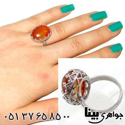 انگشتر عقیق زنانه با هاله کهکشان طرح مشبک شماره سه