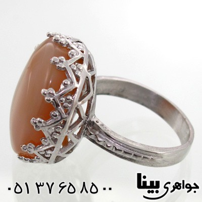 انگشتر عقیق یمنی زنانه طرح مشبک شماره چهار
