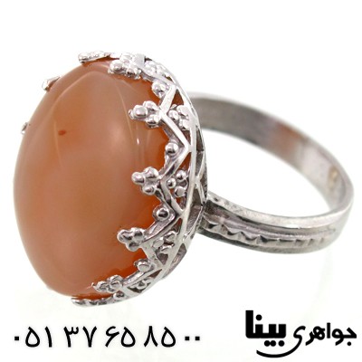 انگشتر عقیق یمنی زنانه طرح مشبک شماره چهار