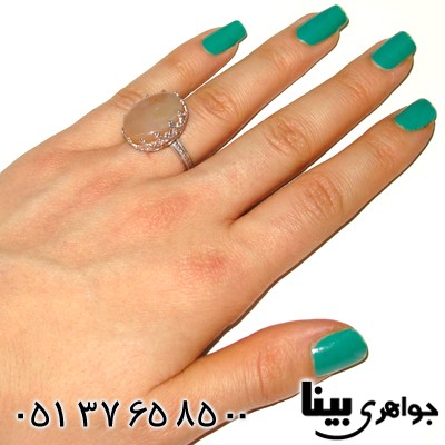 انگشتر عقیق یمنی زنانه طرح مشبک شماره چهار