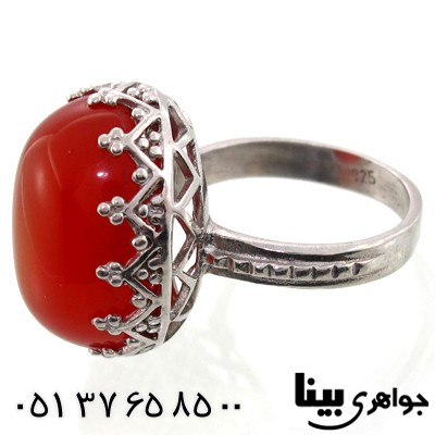 انگشتر عقیق زنانه طرح مشبک شماره شش
