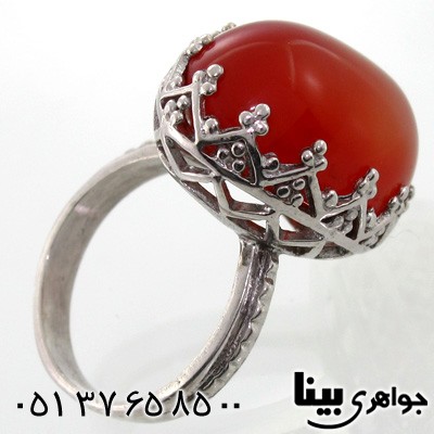 انگشتر عقیق زنانه طرح مشبک شماره شش