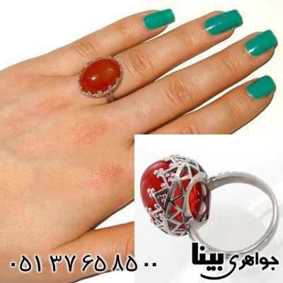 انگشتر عقیق زنانه طرح مشبک شماره شش