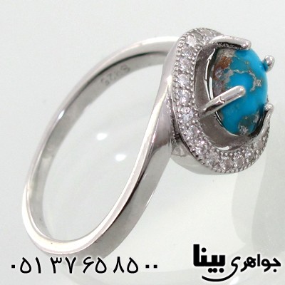 انگشتر فیروزه نیشابوری زنانه بیضی طرح مینو