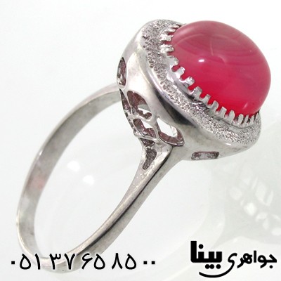انگشتر عقیق صورتی زنانه طرح بهاره
