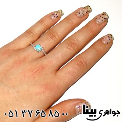 انگشتر فیروزه نیشابوری زنانه طرح گلرخ