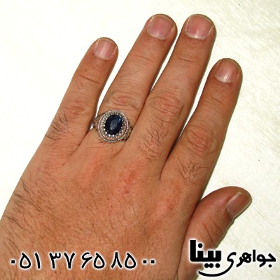 انگشتر یاقوت کبود آفریقایی مردانه شبکه ای